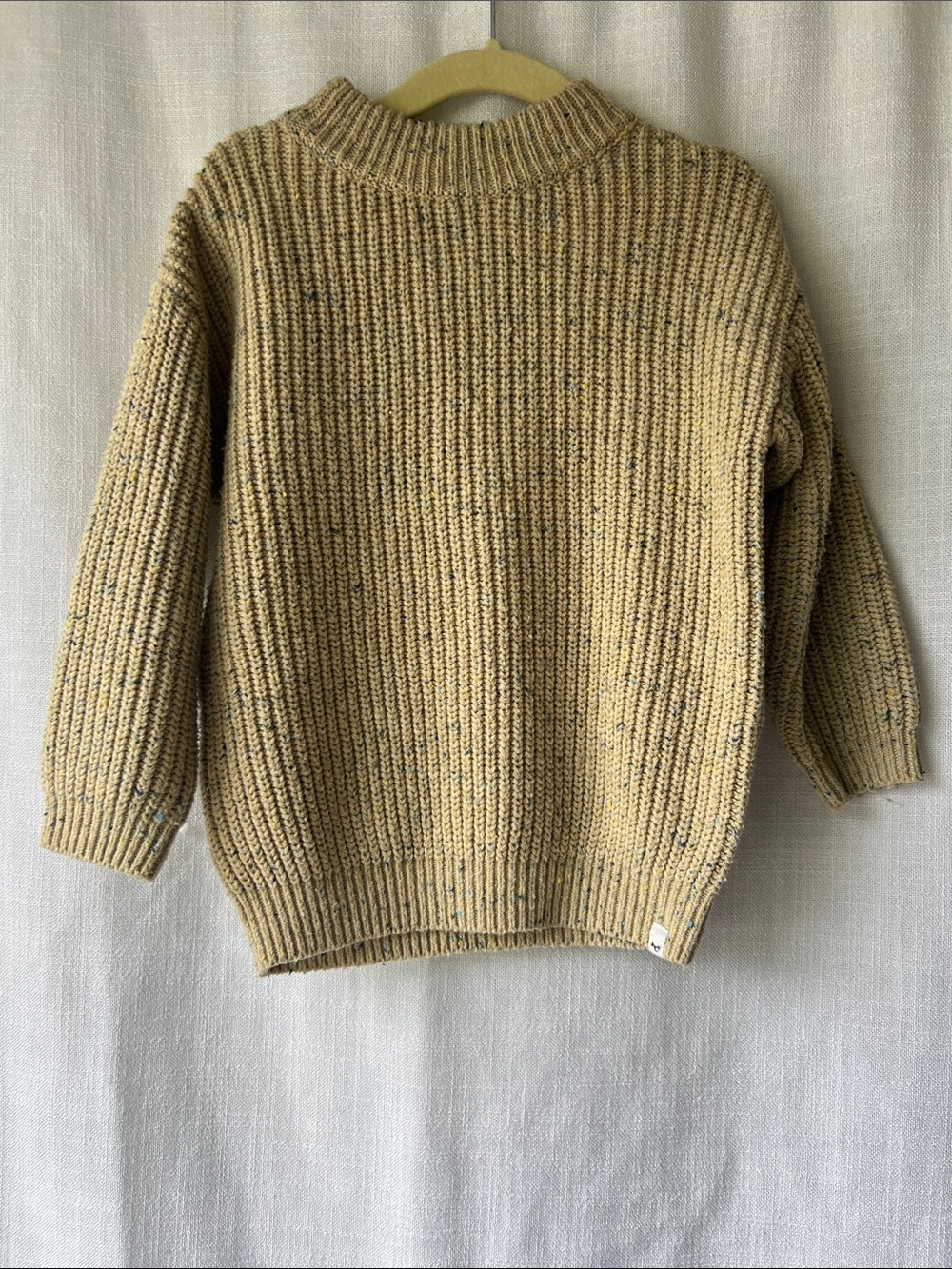 Oh Baby! Kids Neutral Speckled Knit Sweater in Beige/Oat 18-24M